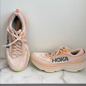 HOKA Women's Bondi 8 running shoes in creamy vanilla size 8.5